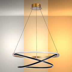 Black & Gold Loop Tiered Modern LED Pendant Light