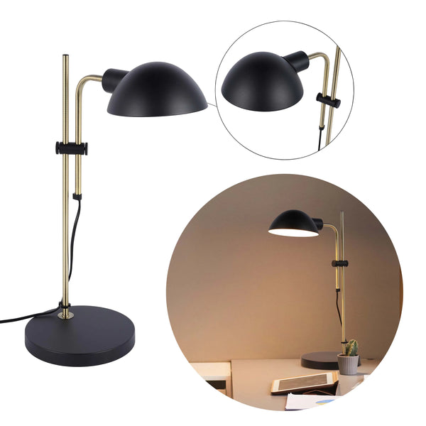 Black and Brass Desk Lamp – E27 Fitting, 510mm Height, Dimmable