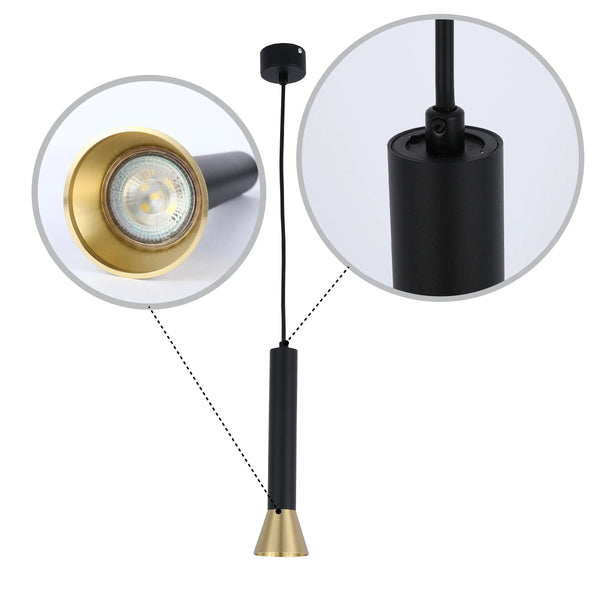 Black & Gold Single Pendant Light GU10