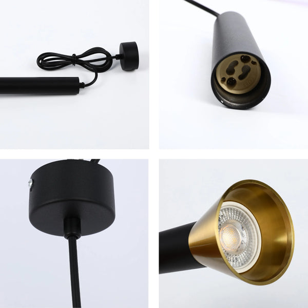 Black & Gold Single Pendant Light GU10