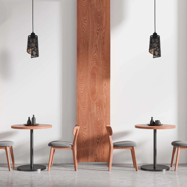 Black & Gold Spiral Cut-Out Metal Pendant Light E27