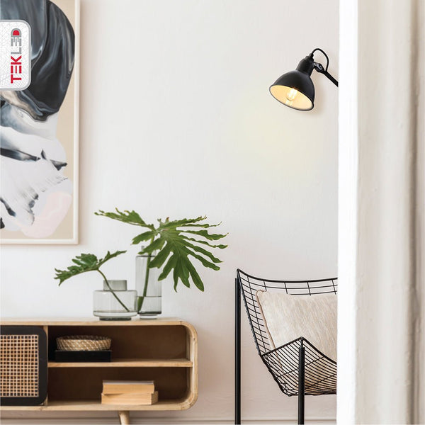 Black Hinged Metal Dome Wall Light E27 Fitting