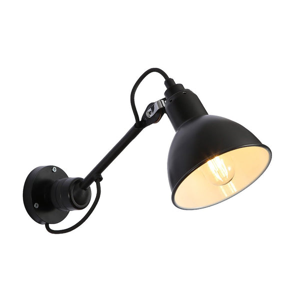 Black Hinged Metal Dome Wall Light E27 Fitting
