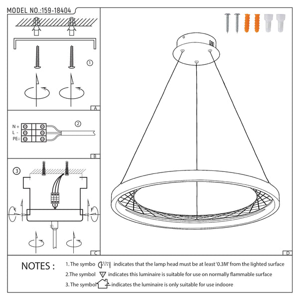 Black Lattice Circular Pendant Light - Single & Double Ring Options