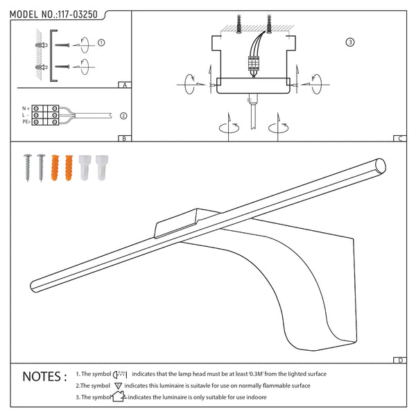 Black Linear LED Wall Light IP20