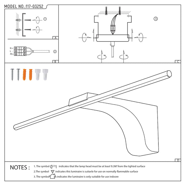 Black Linear LED Wall Light IP20