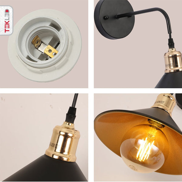 Metal Funnel Suspended Wall Light E27 Fitting