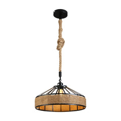 Black Metal Hemp Rope Cage Pendant Ceiling Light E27