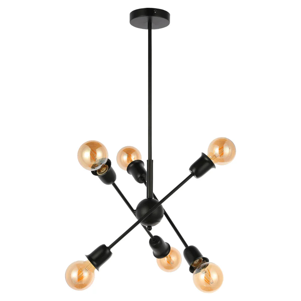 Black Rod Ceiling Light with Adjustable Geometry