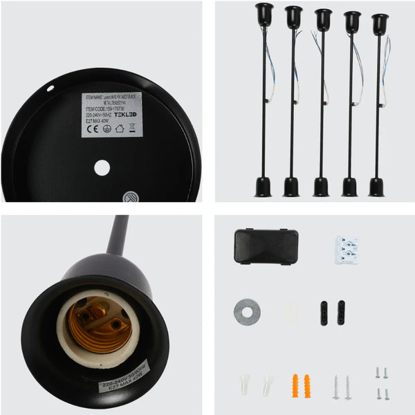 Black Rod Ceiling Light with Adjustable Geometry