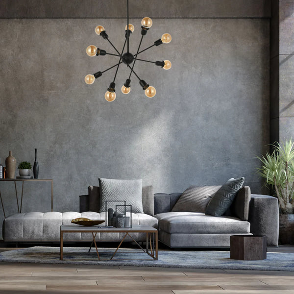 Black Rod Ceiling Light with Adjustable Geometry