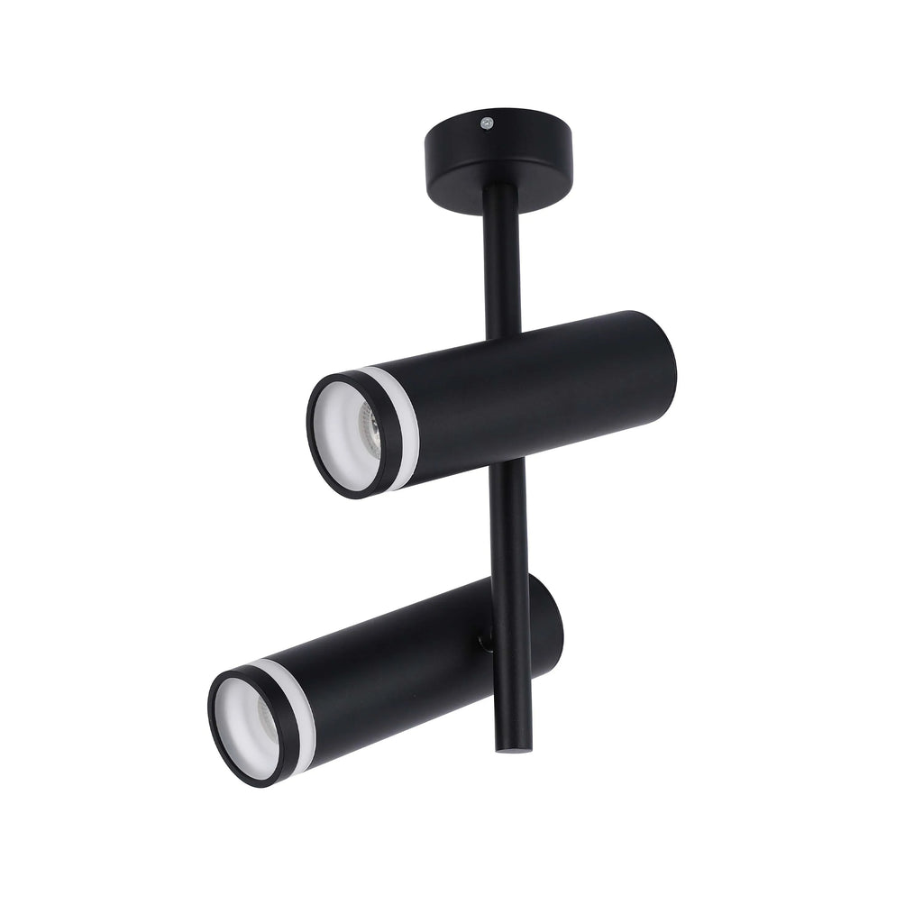 Black & White Twin Head Spotlight Ceiling Light GU10