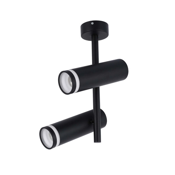 Black & White Twin Head Spotlight Ceiling Light GU10