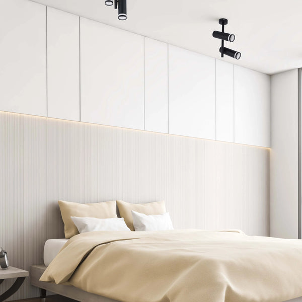Black & White Twin Head Spotlight Ceiling Light GU10