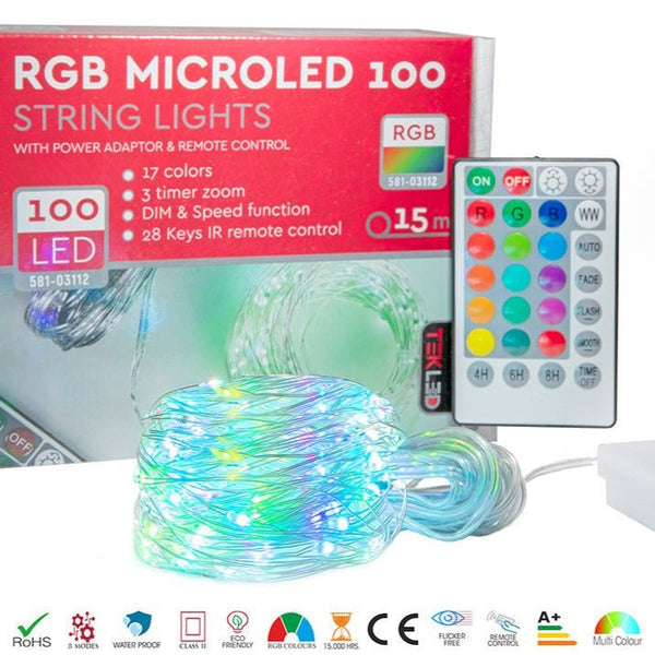Aries RGB Micro-LED String Fairy Light with Power Adaptor & Remote Control