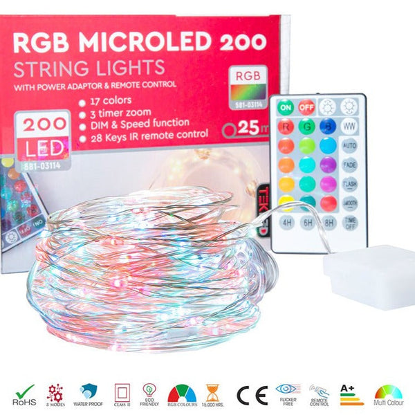 Aries RGB Micro-LED String Fairy Light with Power Adaptor & Remote Control