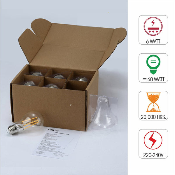LED Filament A60 GLS Bulb E27 Edison Screw