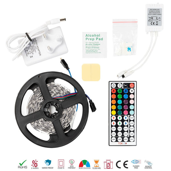 TEKLED
Holiday RGB LED Strip Light IP20 with Remote Controller - 5 metre.