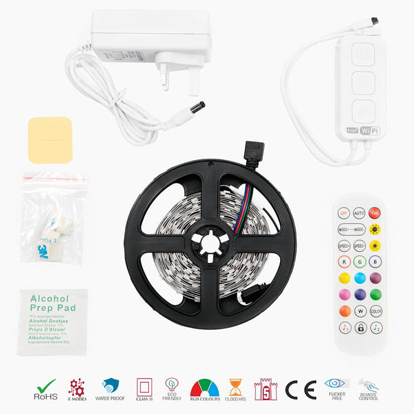 Holiday 5m Smart RGB LED Strip Light IP20 Wi-Fi Alexa Google Assistant Music with Remote Controller