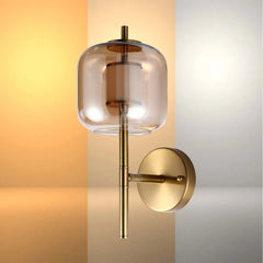 Bronze Wall Light with Amber or Smoked Glass Shade