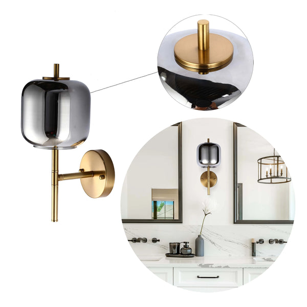 Bronze Wall Light with Amber or Smoked Glass Shade