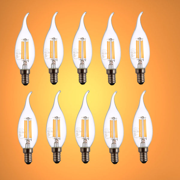 TEKLED
LED Filament C35 Candle Bulb E14 Small Edison Screw 4W - Flame Tip / 2700K Warm White / Pack of 6 or 10.