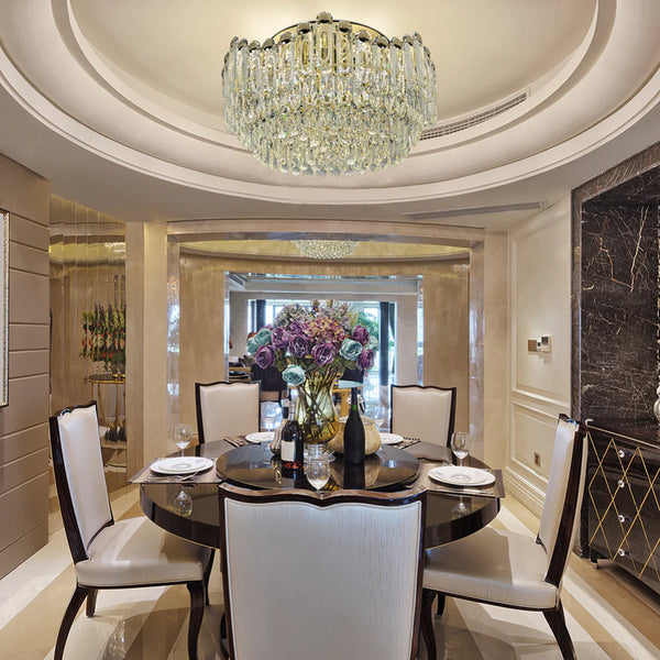 Cascade Crystal Flush Chandelier Ceiling Light