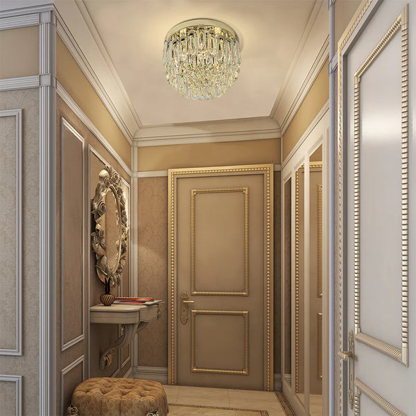 Cascade Crystal Flush Chandelier Ceiling Light