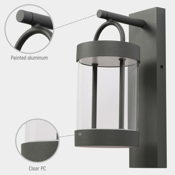 Cassian LED Outdoor Lantern Wall Light 8W 3000K Dark Grey