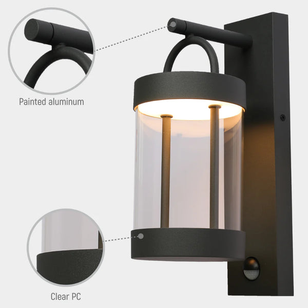 Cassian LED Outdoor Lantern Wall Light 8W 3000K Dark Grey