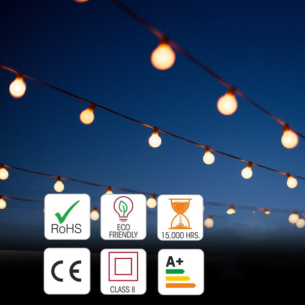 Castor LED Bulb String Globe Golf Ball G40 E12 Weatherproof Festoon Light