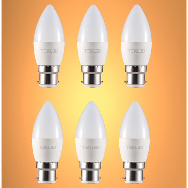 TEKLED
Cetus LED Candle Bulb C37 B22 Bayonet Cap 6W - 2700K Warm White / Pack of 6 or 10