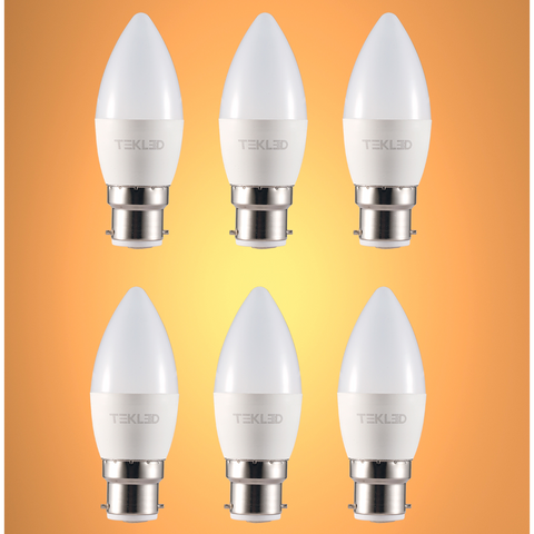 TEKLED
Cetus LED Candle Bulb C37 B22 Bayonet Cap 6W - 2700K Warm White / Pack of 6 or 10