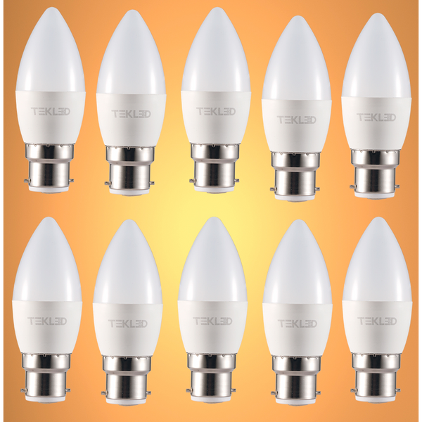 TEKLED
Cetus LED Candle Bulb C37 B22 Bayonet Cap 6W - 2700K Warm White / Pack of 6 or 10