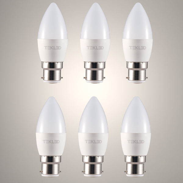 TEKLED
Cetus LED Candle Bulb C37 B22 Bayonet Cap 6W - 2700K Warm White / Pack of 6 or 10