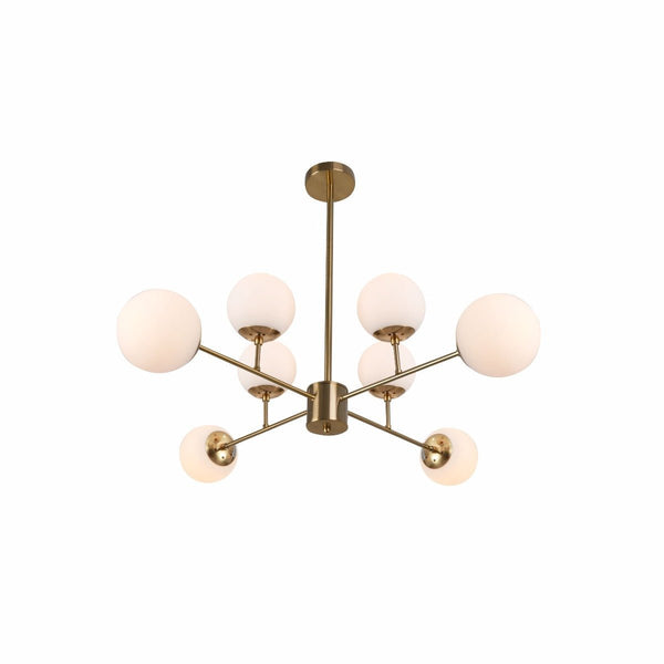 Stilnovo Amber or Opal Glass Globe Modern Sputnik Chandelier Ceiling Light E27