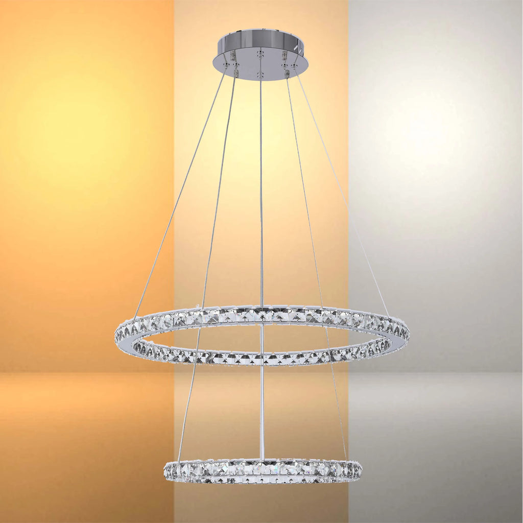 Chrome and Crystal Modern Chandelier Ceiling Light