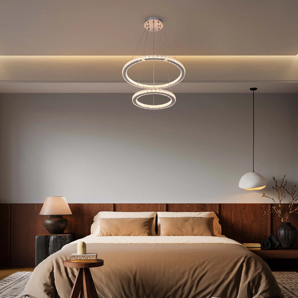 Chrome and Crystal Modern Chandelier Ceiling Light