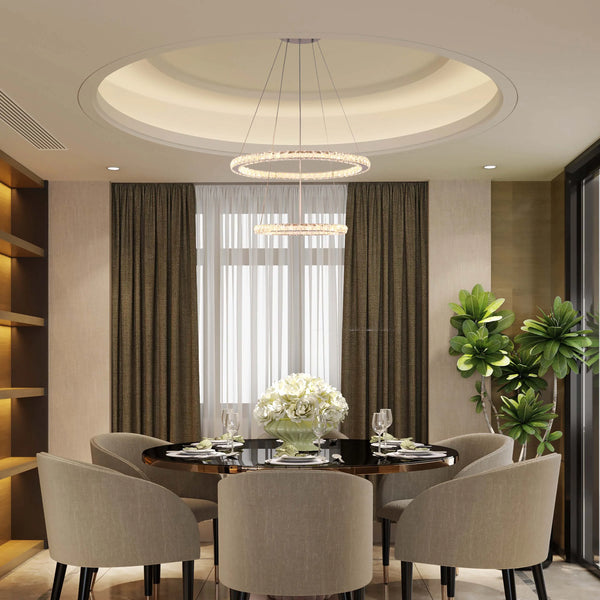 Chrome and Crystal Modern Chandelier Ceiling Light