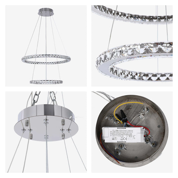 Chrome and Crystal Modern Chandelier Ceiling Light