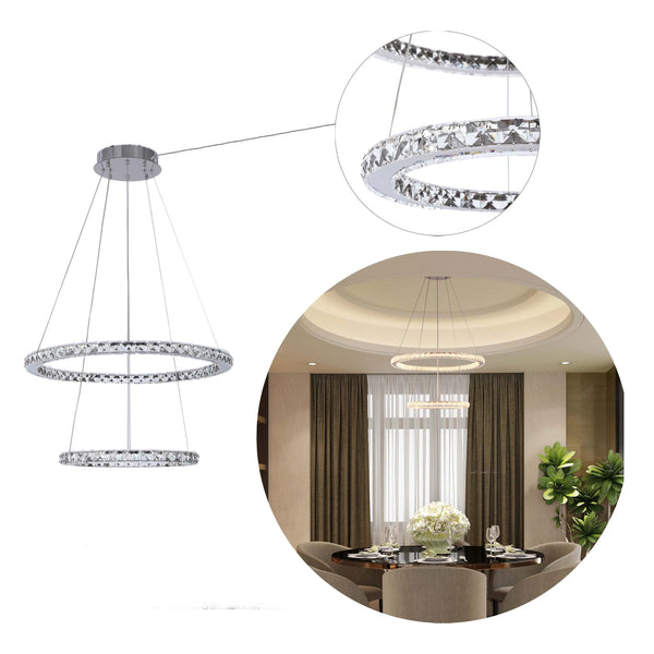 Chrome and Crystal Modern Chandelier Ceiling Light