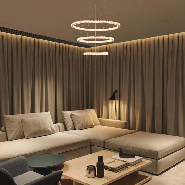 Chrome and Crystal Modern Chandelier Ceiling Light