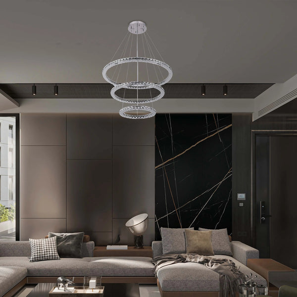 Chrome and Crystal Modern Chandelier Ceiling Light