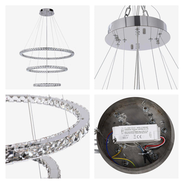 Chrome and Crystal Modern Chandelier Ceiling Light