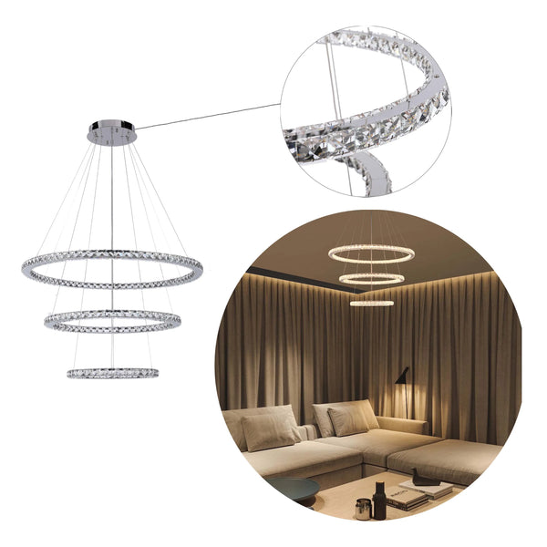 Chrome and Crystal Modern Chandelier Ceiling Light