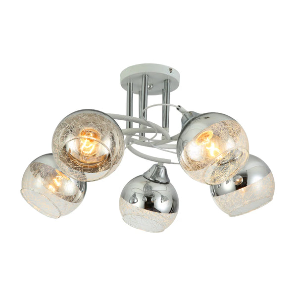 Chrome Metal Partial Mirror Cone Glass Ceiling Light E27