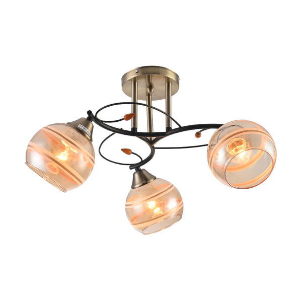 Chrome Metal Partial Mirror Cone Glass Ceiling Light E27