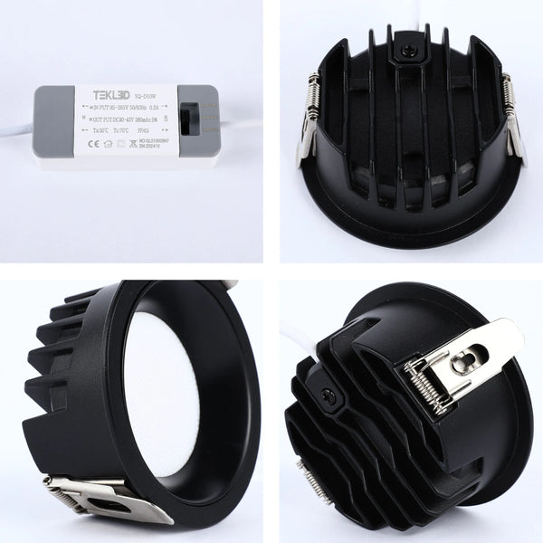 Circular Recessed LED Downlight - Black & White - Multiple Sizes