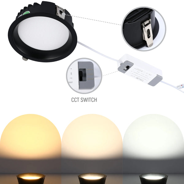 Circular Recessed LED Downlight - Black & White - Multiple Sizes