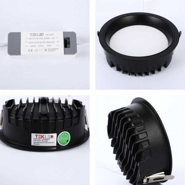 Circular Recessed LED Downlight - Black & White - Multiple Sizes